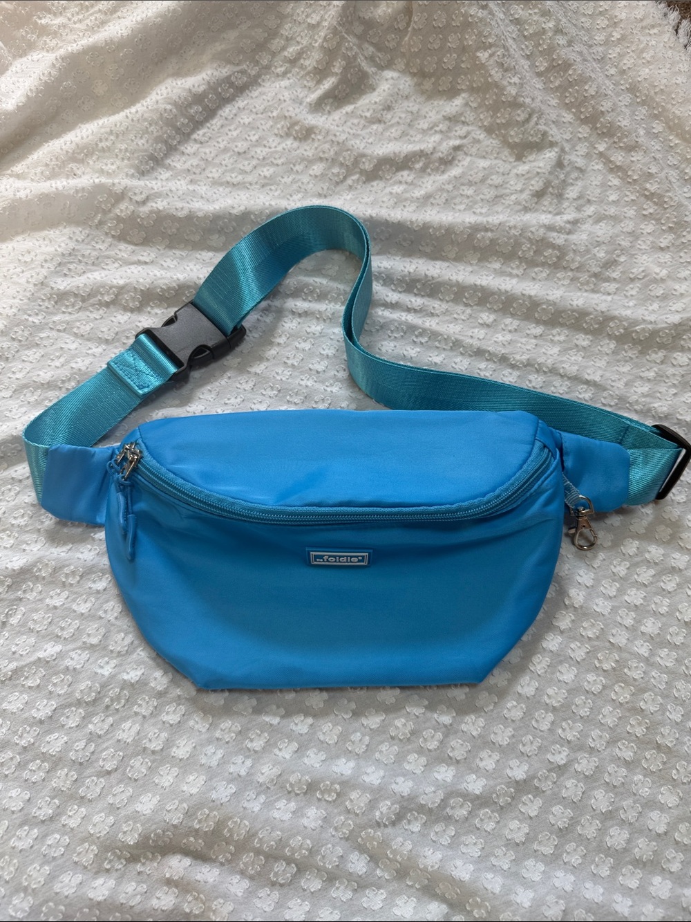 The Foldie Belt Bag Blue RFID Safe Travel Fanny Pack Waist Crossbody Bag